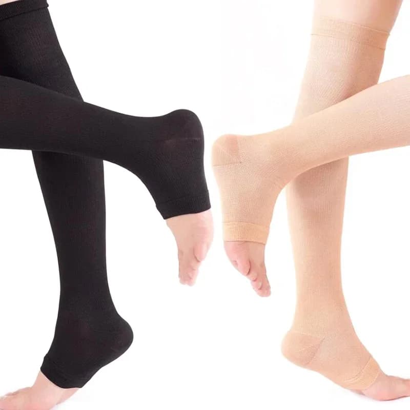 1 paio di calzini a compressione da punta al ginocchio per vene varicose, calzini a compressione elastica per la protezione dei polpacci