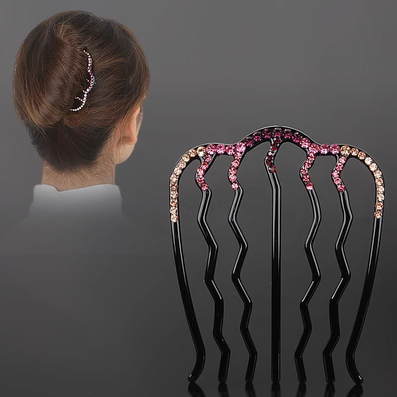 Pettine per capelli con strass Forcine per capelli in cristallo per donna Creatore di fermagli per capelli Panino per ragazze Moda Porta coda di cavallo Accessori per capelli Copricapo