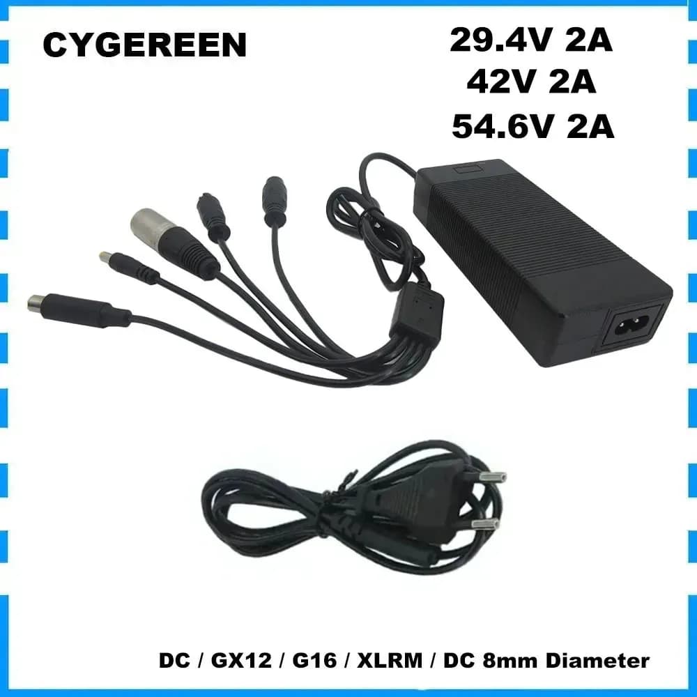 24V 36V 48V 2A Lithium Charger 29.4V 42V 54.6V 2A For 13S 48 V Li-ion Battery Charger DC GX12 GX16 XLRM Plugs