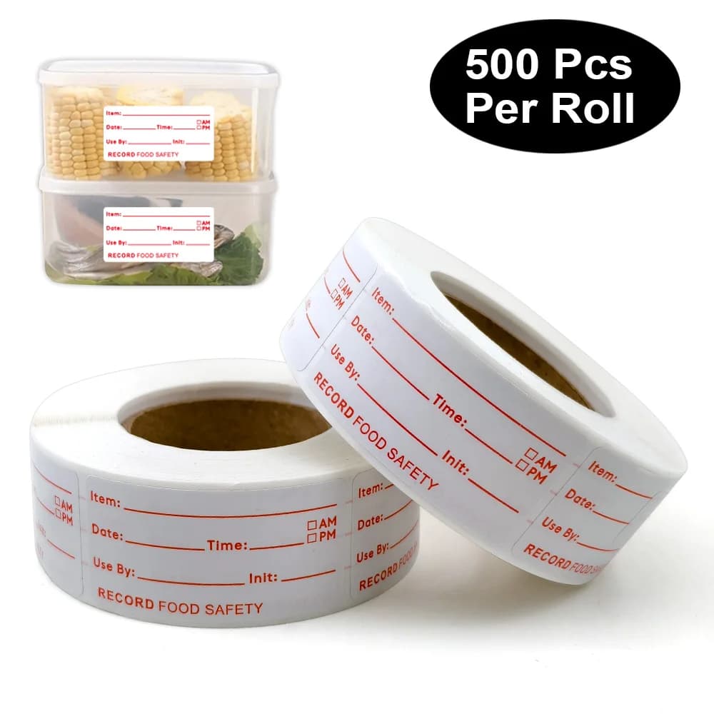 1 rotolo di etichette alimentari dissolvibili, adesivi rimovibili per la rotazione dei contenitori da cucina