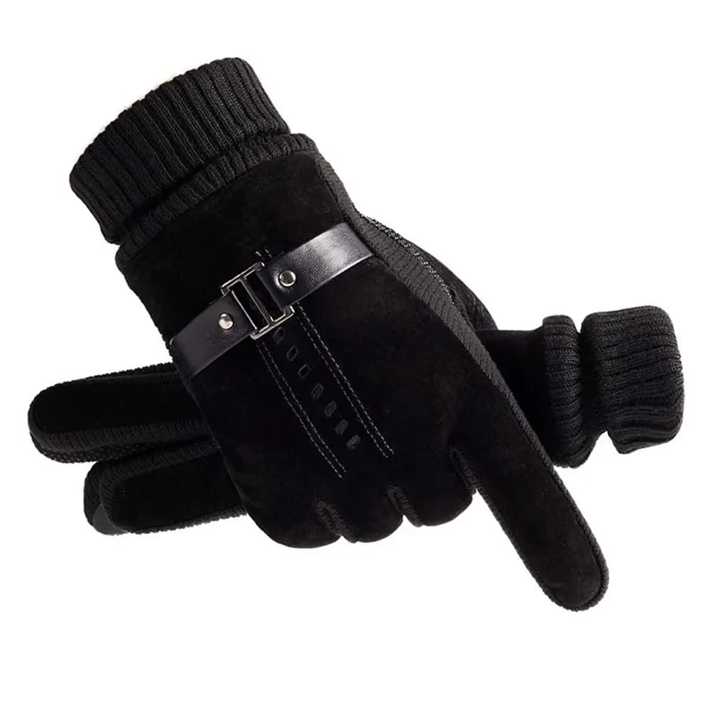 Cold Protection Motorcycle Glove Non-slip Thicken Windproof Warm PU Leather Winter Gloves Men Gloves Korean Mittens