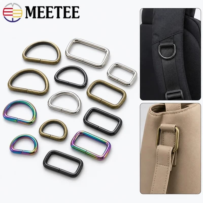 10/20Pcs 20-50mm Metal D-Ring Rectangular Loop Buckle Webbing Strap Anchor for Backpack Handbag Handle Leathercraft DIY Repair