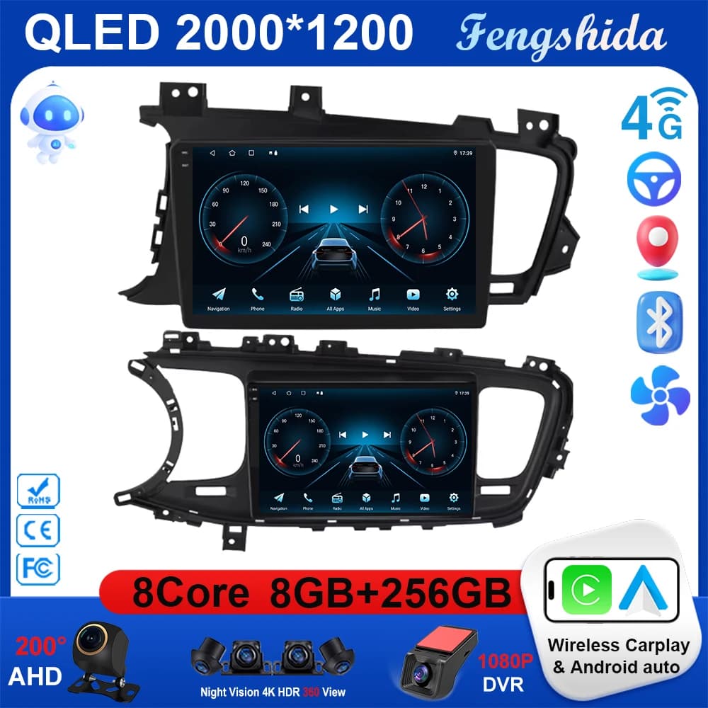 Android 15 Carplay Auto 2K Screen Car Radio Multimedia Player For KIA Optima K5 2013 - 2015 Autoradio GPS Stereo 2din Head Unit