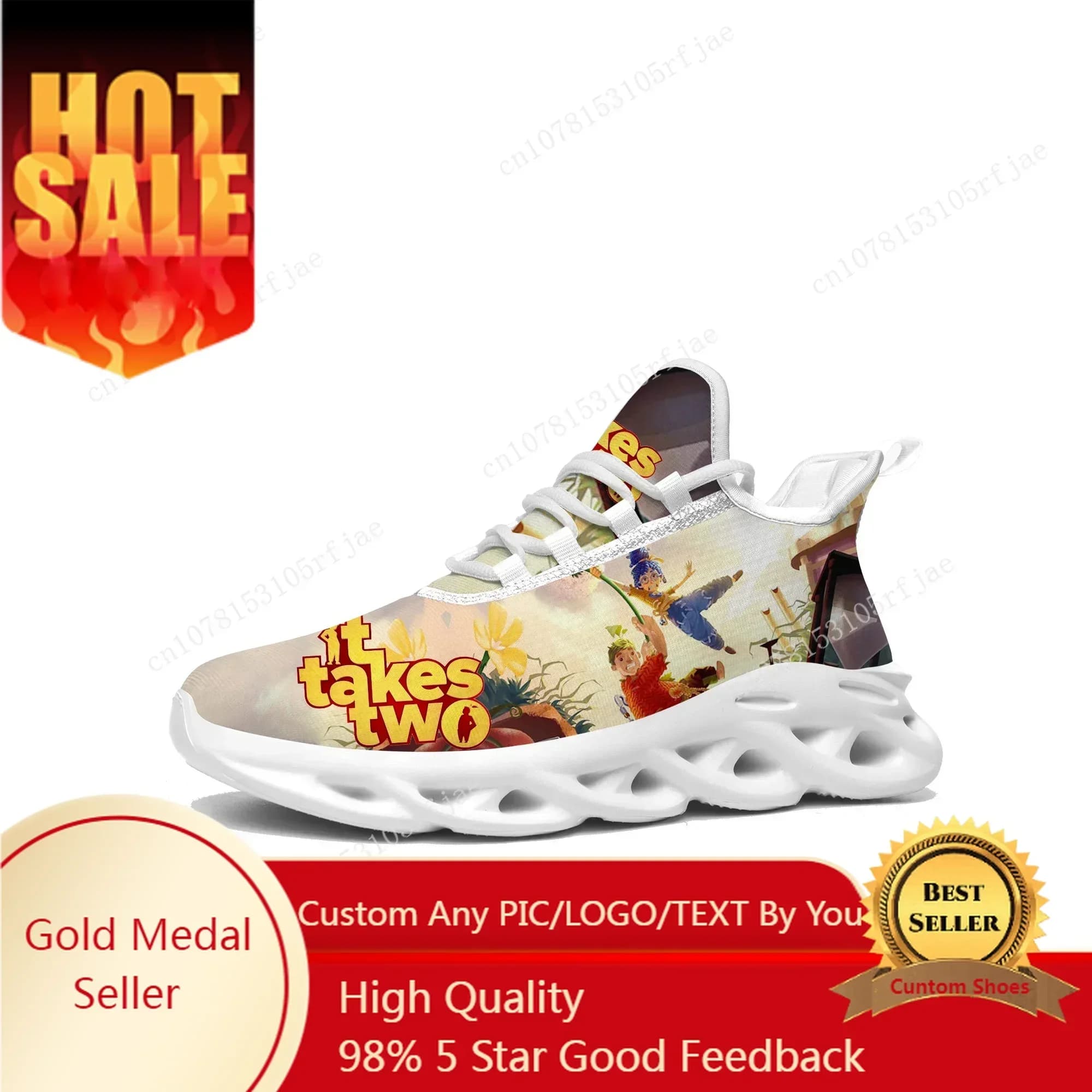 Sneakers da uomo e donna personalizzate con lacci, ispirate al gioco Cartoon Game It Takes Two, per sport e corsa.
