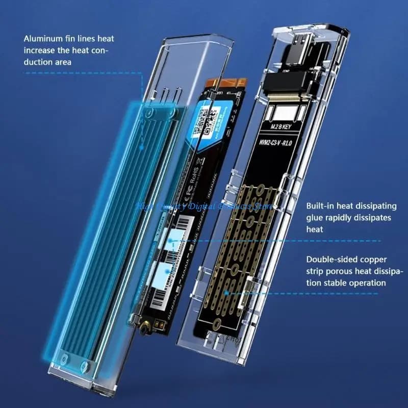 U2JE trasparente per scatola disco rigido con involucro HDD M.2 USB3.1 Gen2 NVME 10GBPS SSD Box