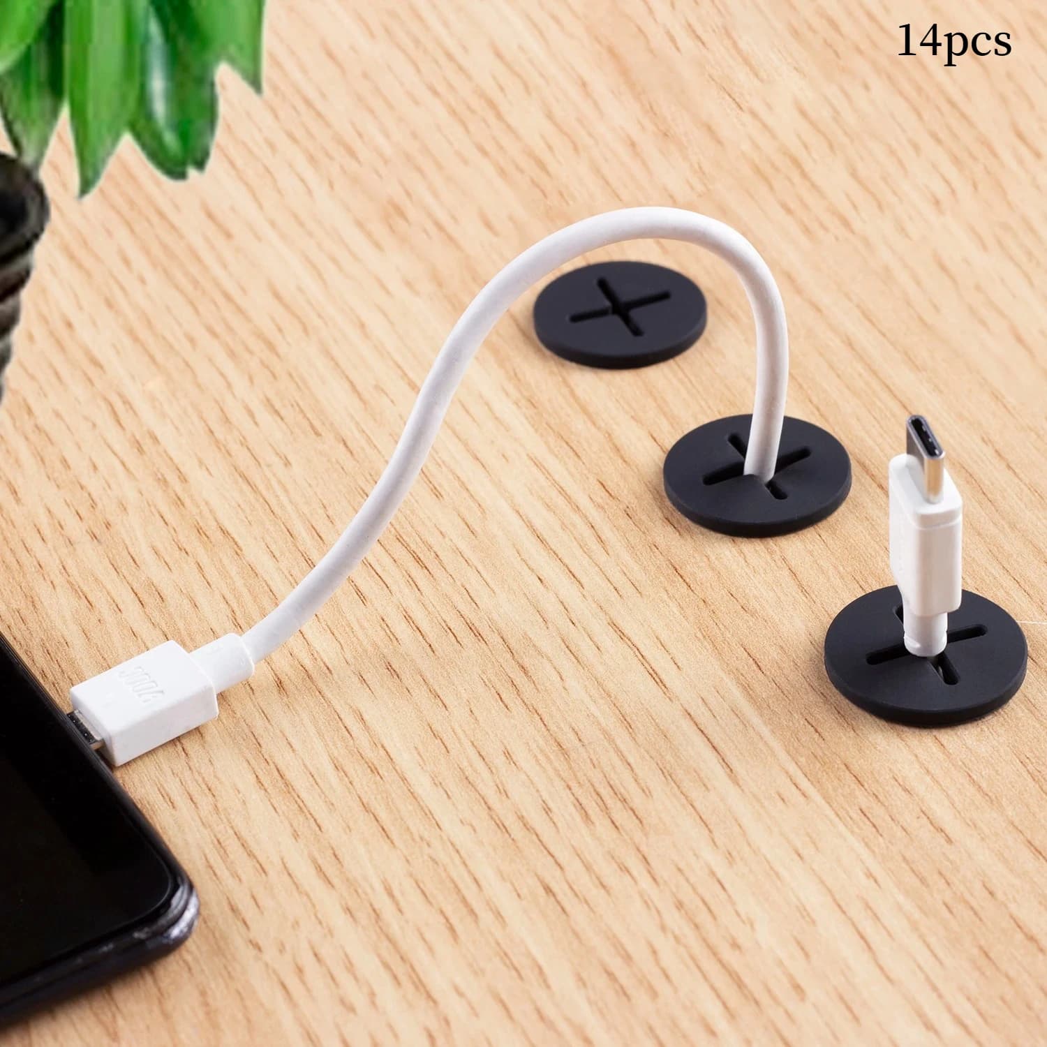 14pcs Desk Cord Grommet, Flexible Silicone Cable Hole Cover, Wire Organizer, Cable Pass Through, Round Gasket