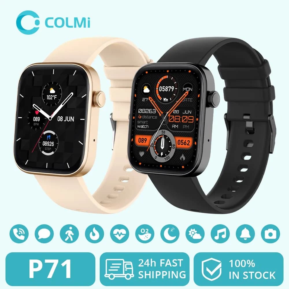 COLMI P71 Voice Call Smartwatch Men Health Monitoring IP68 Waterproof Smart Notions Voice Assistant Smart Watch Woman