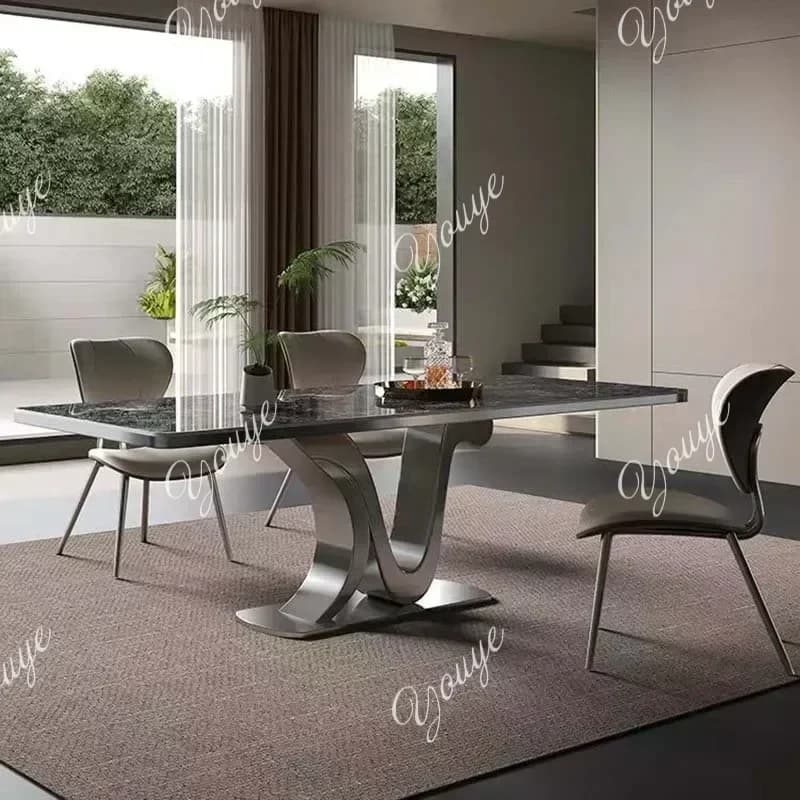 Tavolo da Soggiorno Moderno SsL-J con Gambe Rettangolari in Metallo, Tavolo da Pranzo Salvaspazio di Design Italiano di Lusso, Mesa De Jantar per Cucina