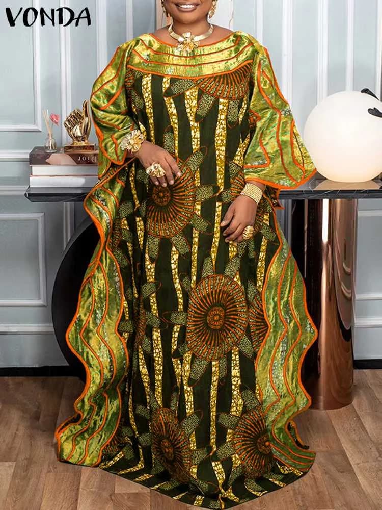 VONDA Women's Printed Dress Summer Party Maxi Sunset 2024 Sleeved Wraped loose Casual Long Dress Femme Oversize Dress