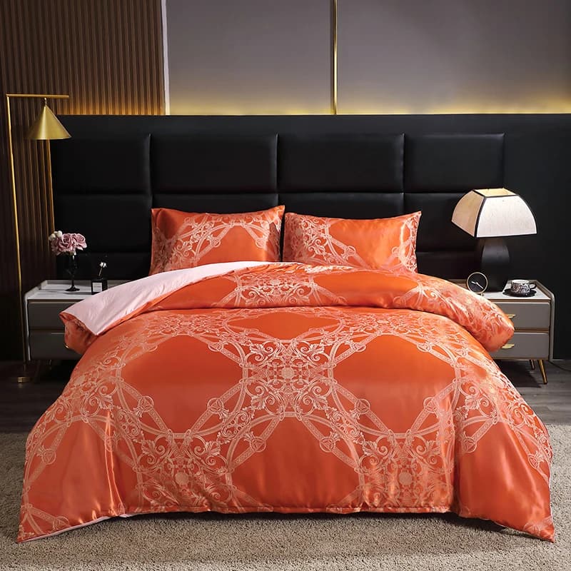 Il set di biancheria da letto jacquard di lusso leggero in stile europeo da 3 pezzi include 1 copripiumino e 2 federe (riempimento non incluso)