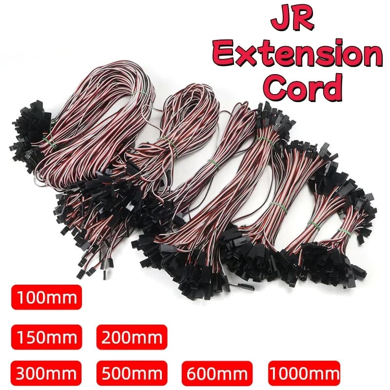 10 Pezzi Cavo di Prolunga per Servo RC 100mm/150mm/200mm/300mm/500mm/600mm/1000mm JR per Elicottero RC e Drone RC