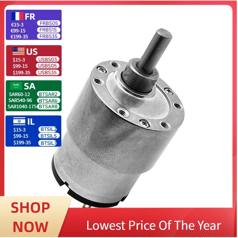 Motore DC a spazzole JGB37-520 con decelerazione, 6V 12V 24V, rotazione inversa, alta velocità, regolabile, miniaturizzato
