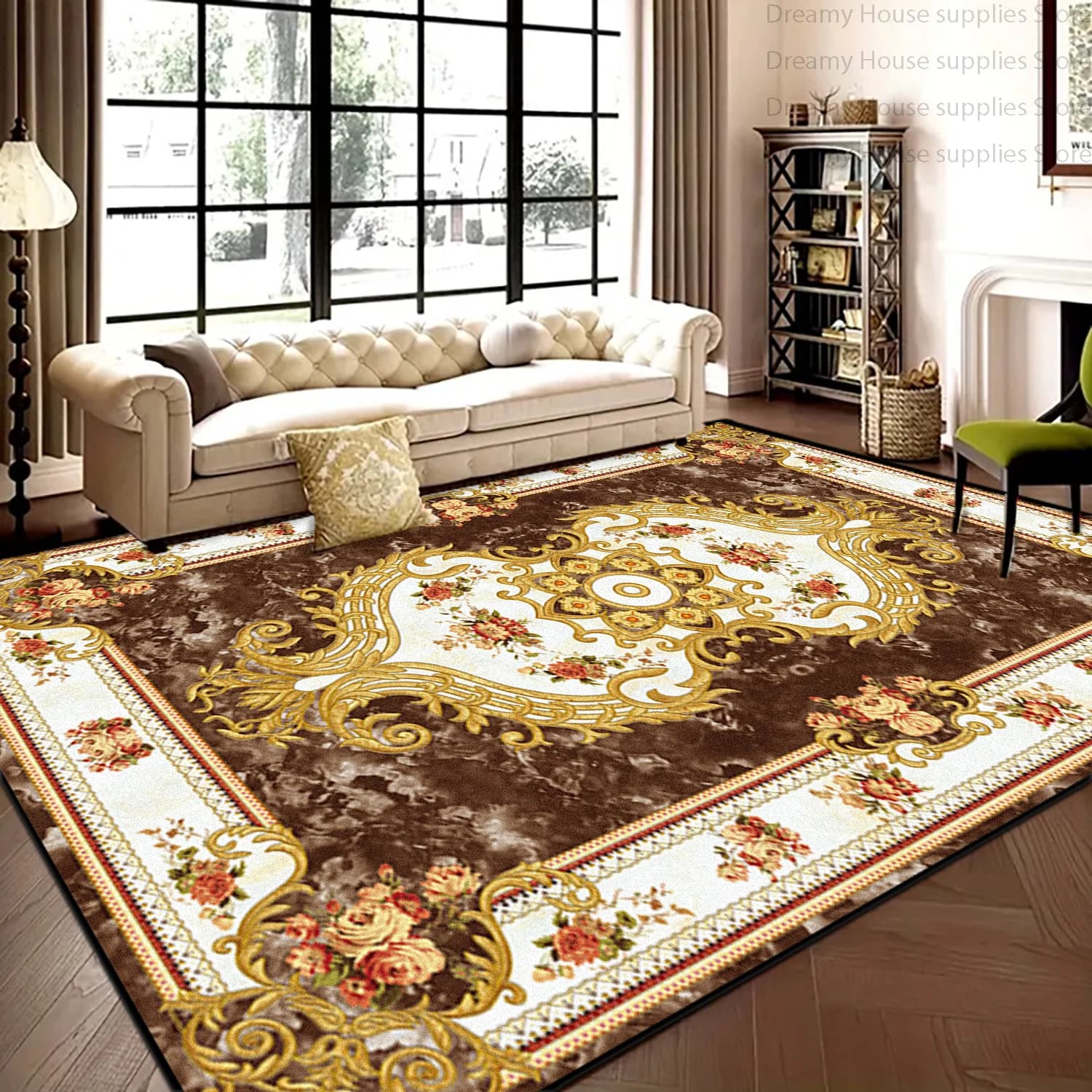 Luxury European Baroque Ornate Area Rug Floral Decoration Home Sofa Large Carpets 200x300 Thickened Fluffy Bedroom Washable Mat