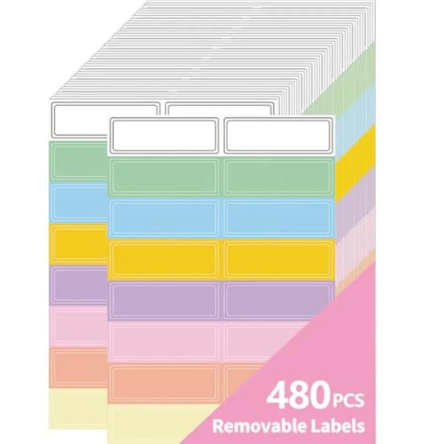 480 Etichette Adesive Rimovibili 1x3 Pollici Facili da Staccare per Contenitori Alimentari, Contenitori per Spezie, Archivio Documenti