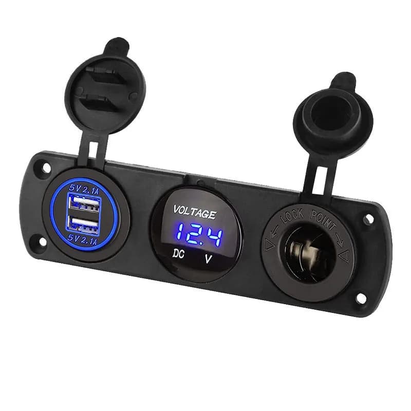 12-24V Presa accendisigari Splitter 3 in1 Impermeabile 4.2A Doppio USB Presa del caricatore Pannello LED Voltmetro per Auto Barca Camion