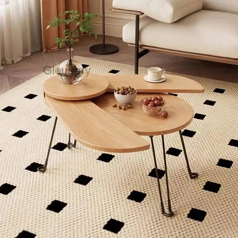 Modern Simple Coffee Table Metal Legs Folding Unique Aesthetic Coffee Table Bedroom Eclectic Mesas Plegables House Furniture