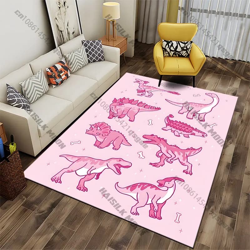 Pink dinosaurs with playful designs carpet Yoga living room room decor children's crawling mat doormat area rug games mat