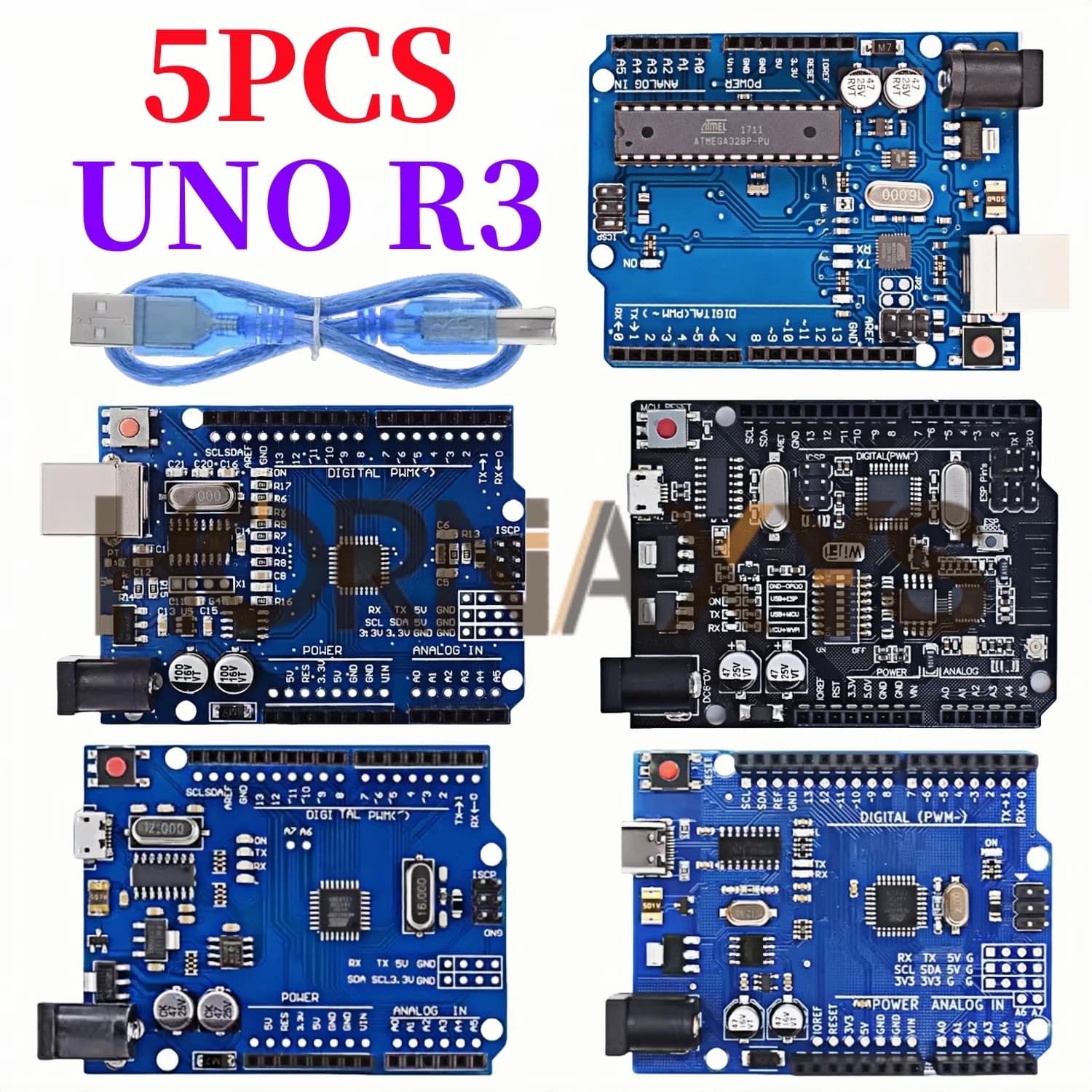 1-5 Set/ UNO R3 Official Box ATMEGA16U2 / UNO+WiFi R3 MEGA328P Chip CH340G per scheda di sviluppo Arduino UNO R3 WeMos ESP8266