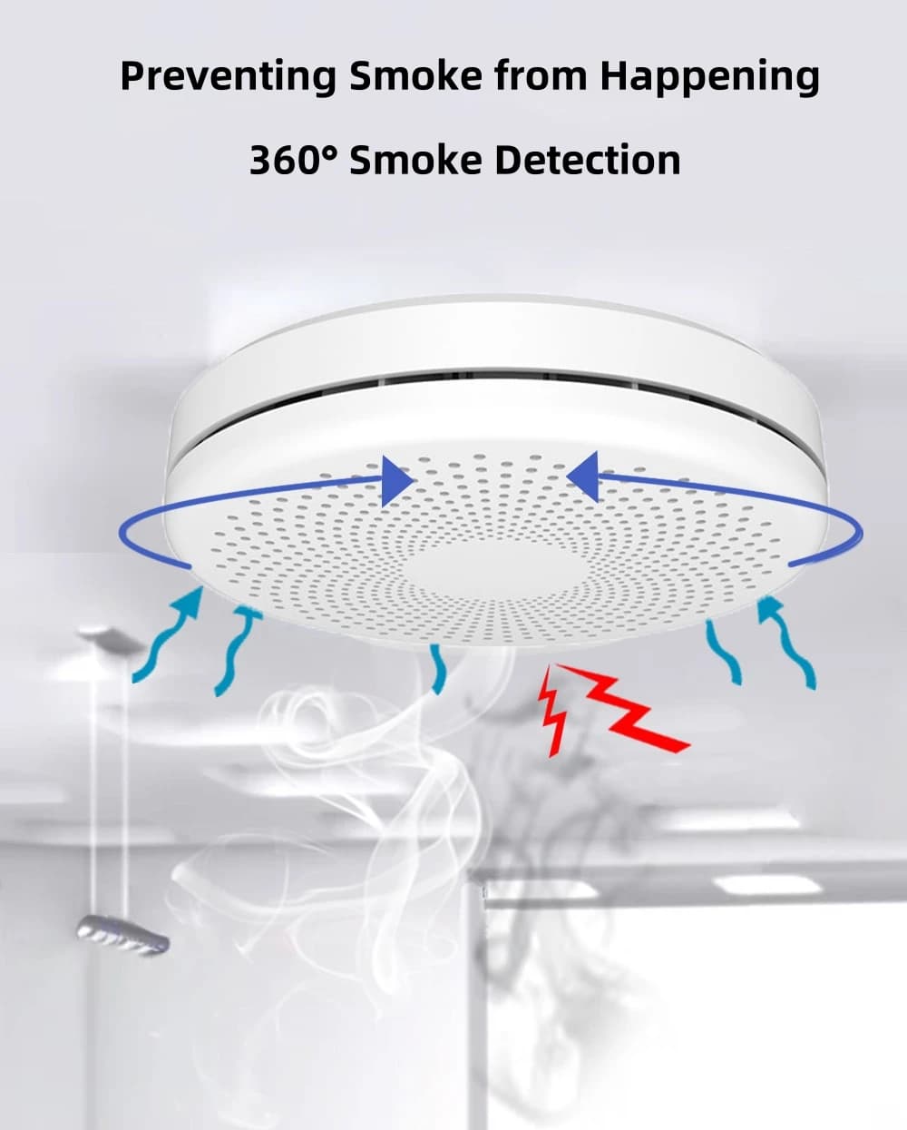 Smart Co & Rilevatore di fumo 2 in 1 Wifi Tuya Allarme Monossido di carbonio Salotto Cucina Negozio Sensore sonoro antincendio Rilevatore di avviso 85DB