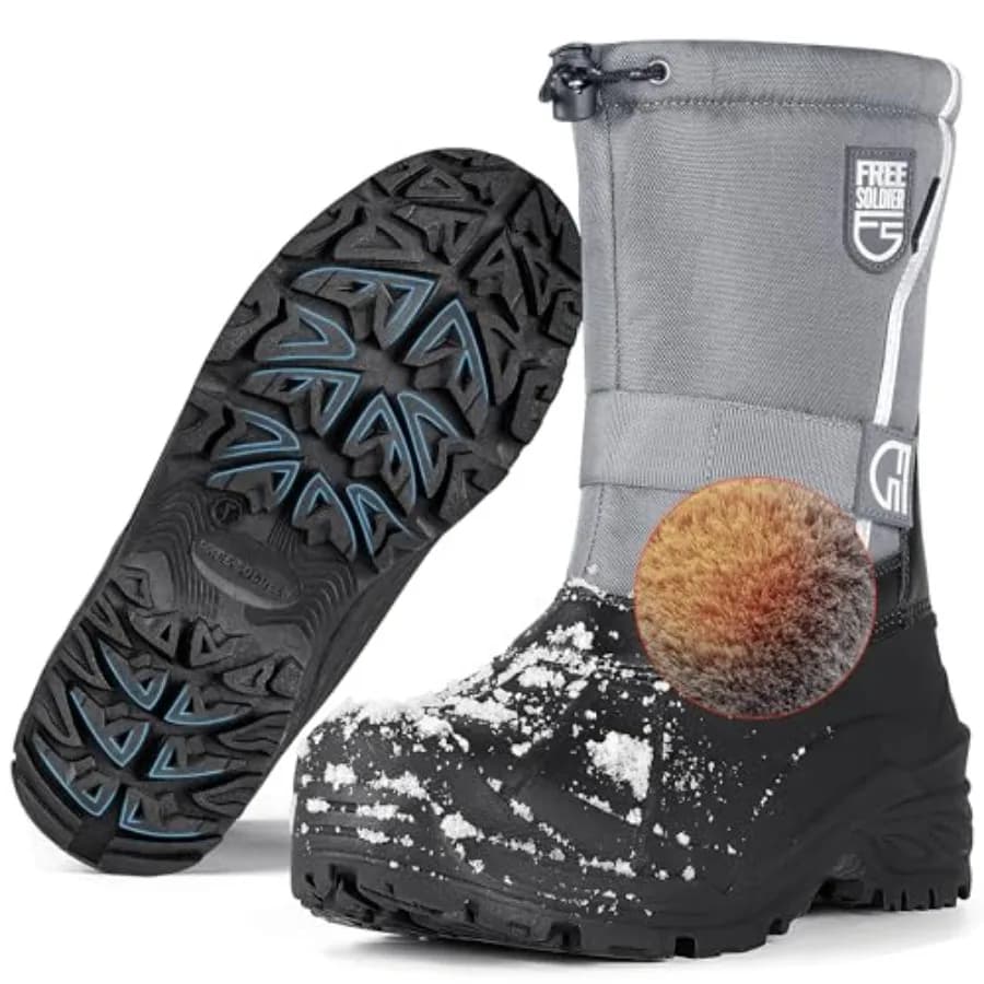 FREE SOLDIER Stivali da Neve da Uomo, Impermeabili e Isolati, Scarpe Invernali Antiscivolo per Escursionismo, Stivaletti da Esterno per Climi Freddi con Interno Caldo