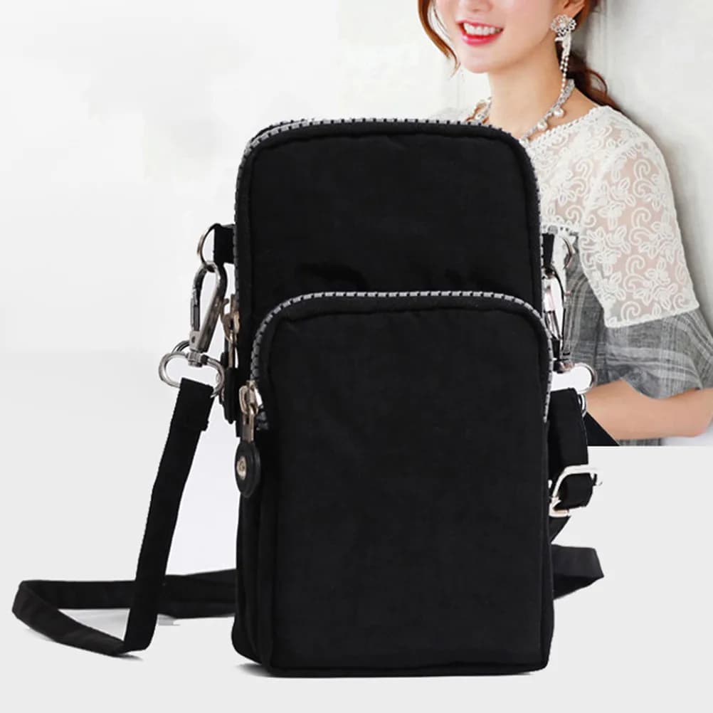 Vintage Canvas Cross Body Bag Durable Anti-Tear Shoulder Bag for Travel School Black Mobile Phone Wallet Keys Storage