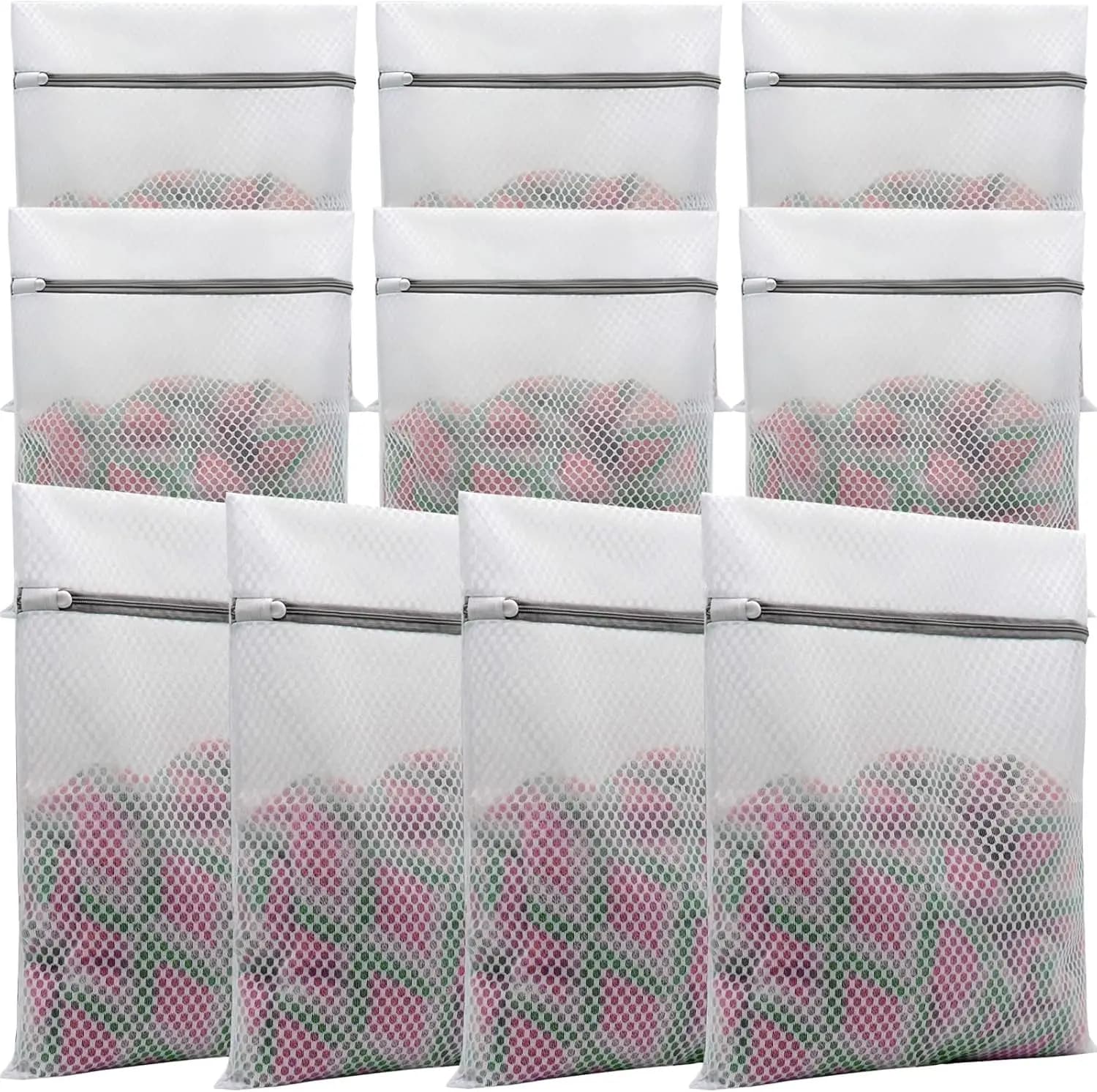10 Pcs Double-Layer Honeycomb Mesh Laundry Bags for Delicates, 12x16 Inches, Durable & Protective