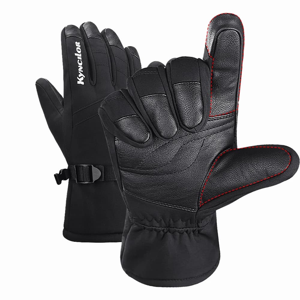 Winter outdoor cycling gloves, ski, mountaineering, thick fleece, warm touchscreen, double waterproof design, snowmobile gloves