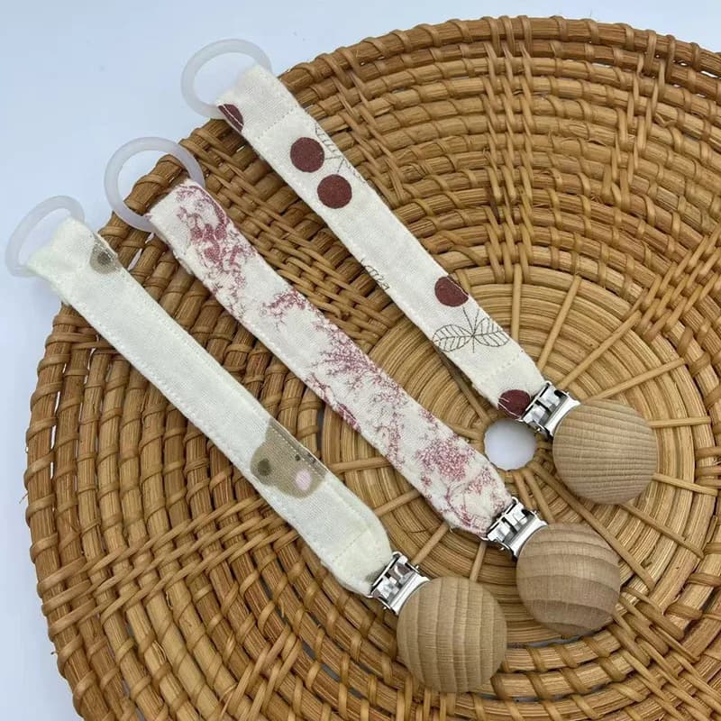 Clip per catena per ciuccio per bambini Supporti per catena anti-goccia Stampa Clip per dentizione in cotone Massaggiagengive Giocattolo Ciuccio per ciuccio