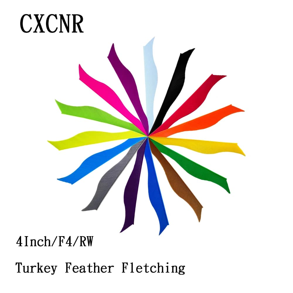 50 Pieces 4 Inch F4 RW Turkey Feather Arrow Fletching Natural Real Feather for Recurve Traditional Bow Archery Accessories