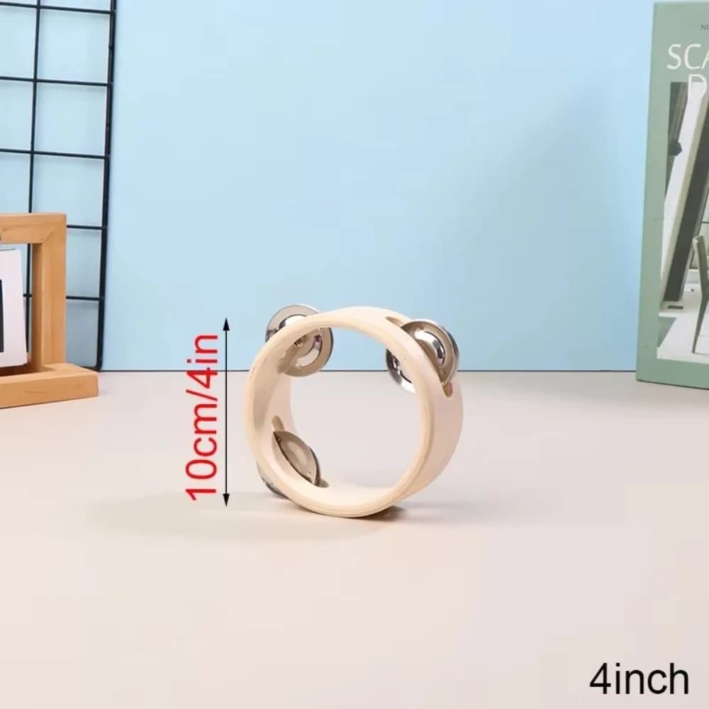 New 4/6/7/8/10 Inch Hand Drums Single Row Orff Musical Instrument Wooden Tambourine Wooden Rings Hand Cranked Bell Education