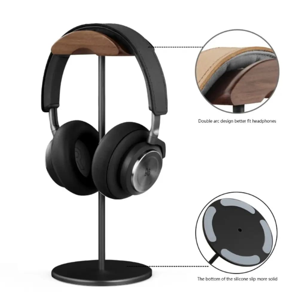 Support for walnut wood headphones Aluminum Alloy Table Desk Display for gaming headphones High quality solid metal base