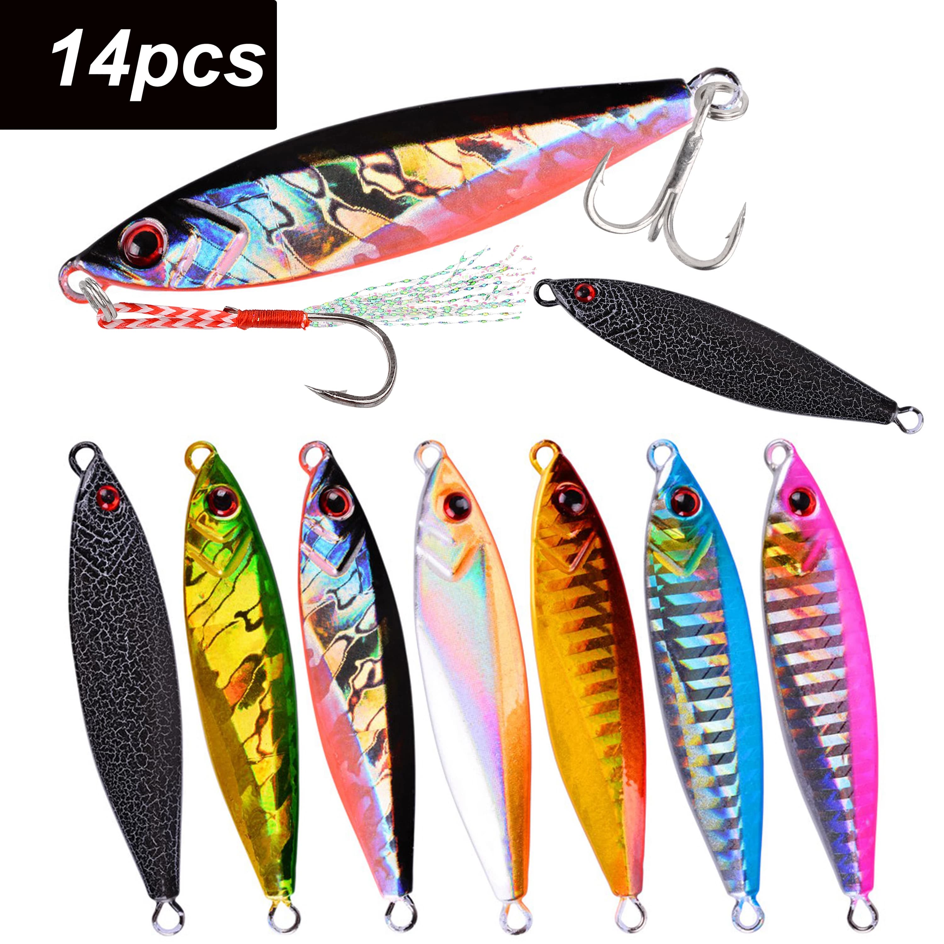 14 Pz Metallo Jig VIB Richiamo di Pesca 14G 21G 30G Affondamento Esche Mare Maschere Cucchiaio Pesca Invernale Buono Per La Pesca Jigging Esca di Ghiaccio Duro