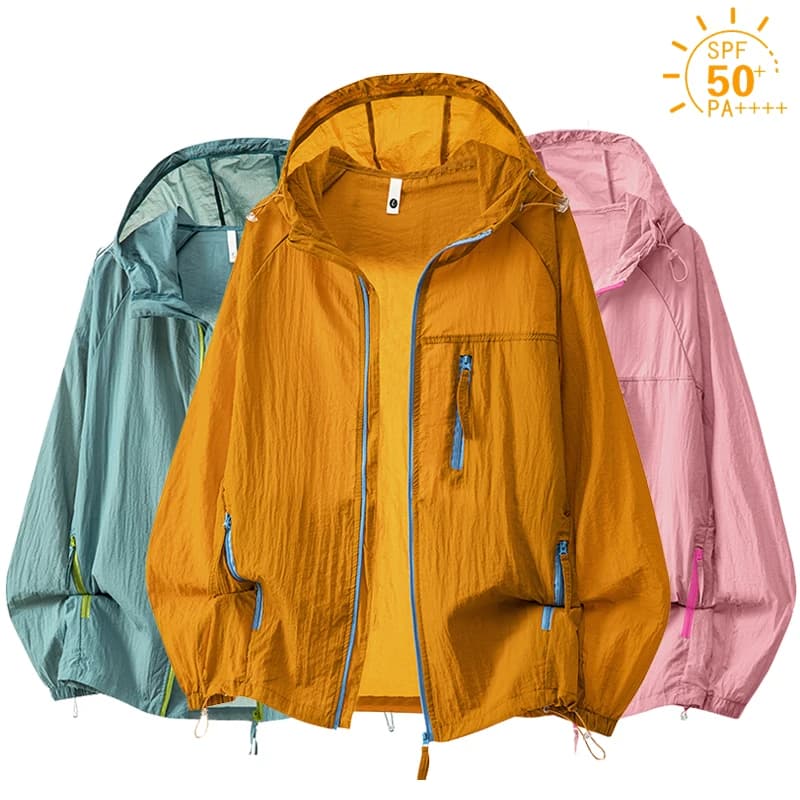 UPF 50+ Hoodie for Men and Women, Outer Casual Jacket with UV Protection, Lightweight and Slim