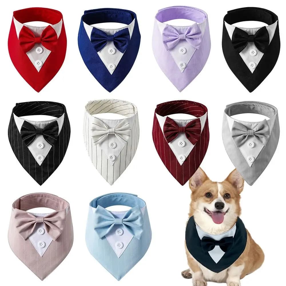 Formal British Wedding Dress for Pets Gentle Scarf Papillon Collar Triangular Dog Towel Salt Towel Accessories for Home Animal Decoration