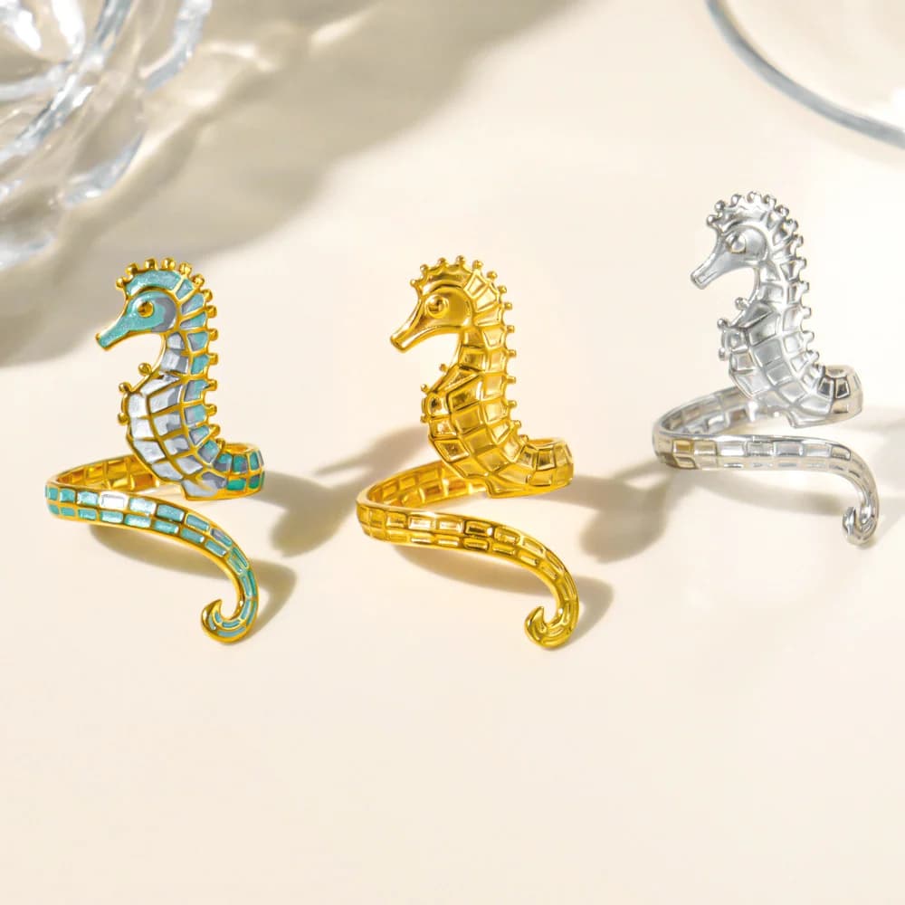 Anello leggero e lussuoso in acciaio inossidabile smaltato Haima, metallo pesante impermeabile e che non sbiadisce, con anello da dito regolabile