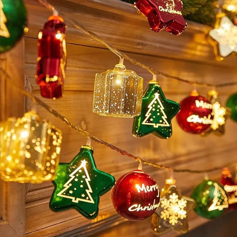 10/20 LED Christmas ball Star Gift package Battery Powered String Light Christmas Fairy Atmosphere For Festive Christmas Decor