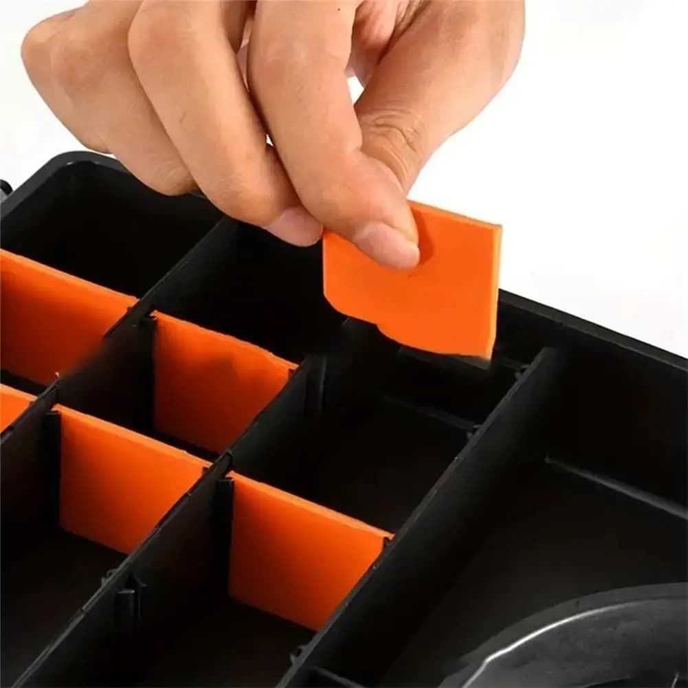 Portable storage box for screws, bolts, fishing gear with adjustable compartments Hardware storage box