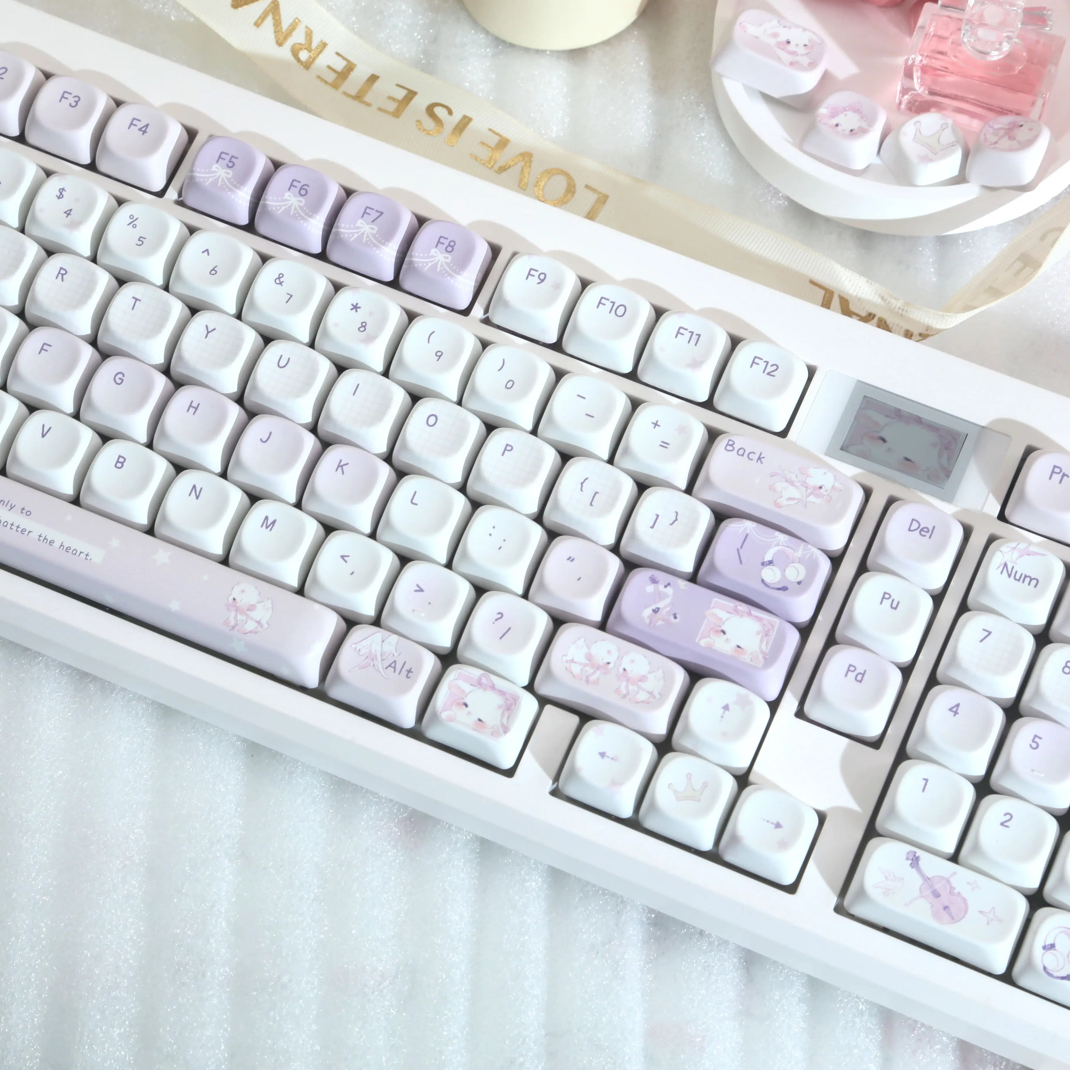 MAIMOOO Keycap a Forma di Agnello Carino, Profilo MOA, PBT con Sublimazione Termica, Keycap Personalizzati a Forma di Pecora Viola Chiaro per Tastiera Meccanica