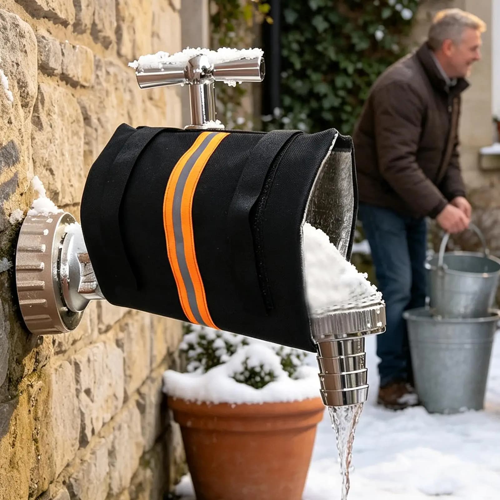 Faucet Covers For Winter 2 Piece Hose Protection With Reflective Strips Spigot Covers Winter For Patio Lawn Garden Home Frost