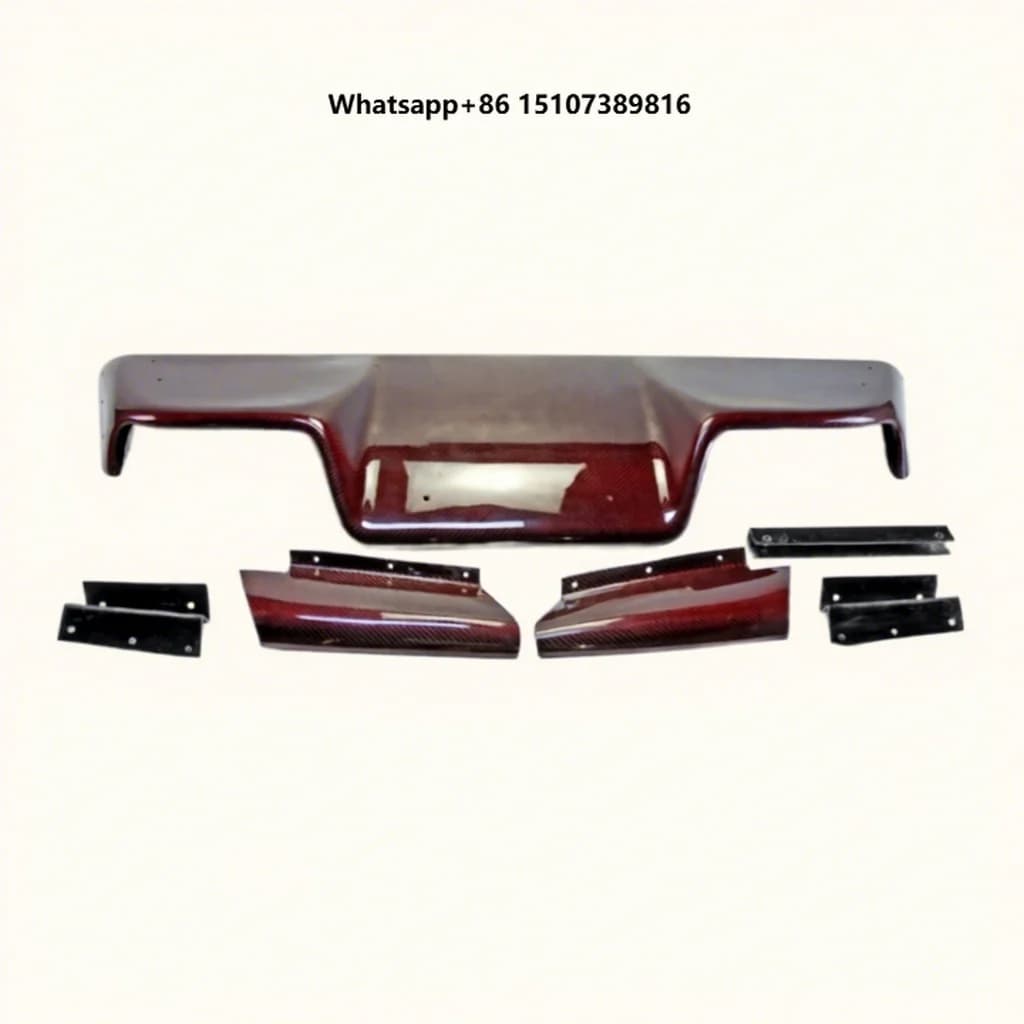 For Fairlady Carbon Fiber (RED Color) 03-08 Z33 350z Infiniti G35 Coupe 2D JDM TS Style Rear Diffuser 6Pcs (with Fitting)