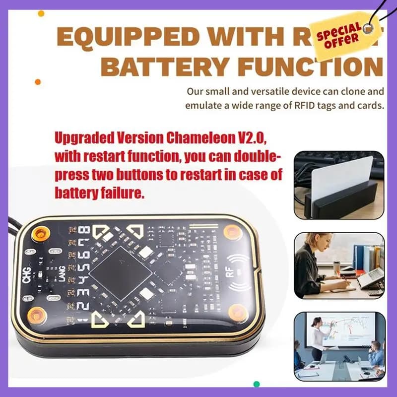 -A96Z Emulatore lettore chip intelligente Chameleon Ultra V2.0 RFID + portachiavi 4Xuid 125Khz 13,56Mhz Decodifica scheda Duplicatore NFC