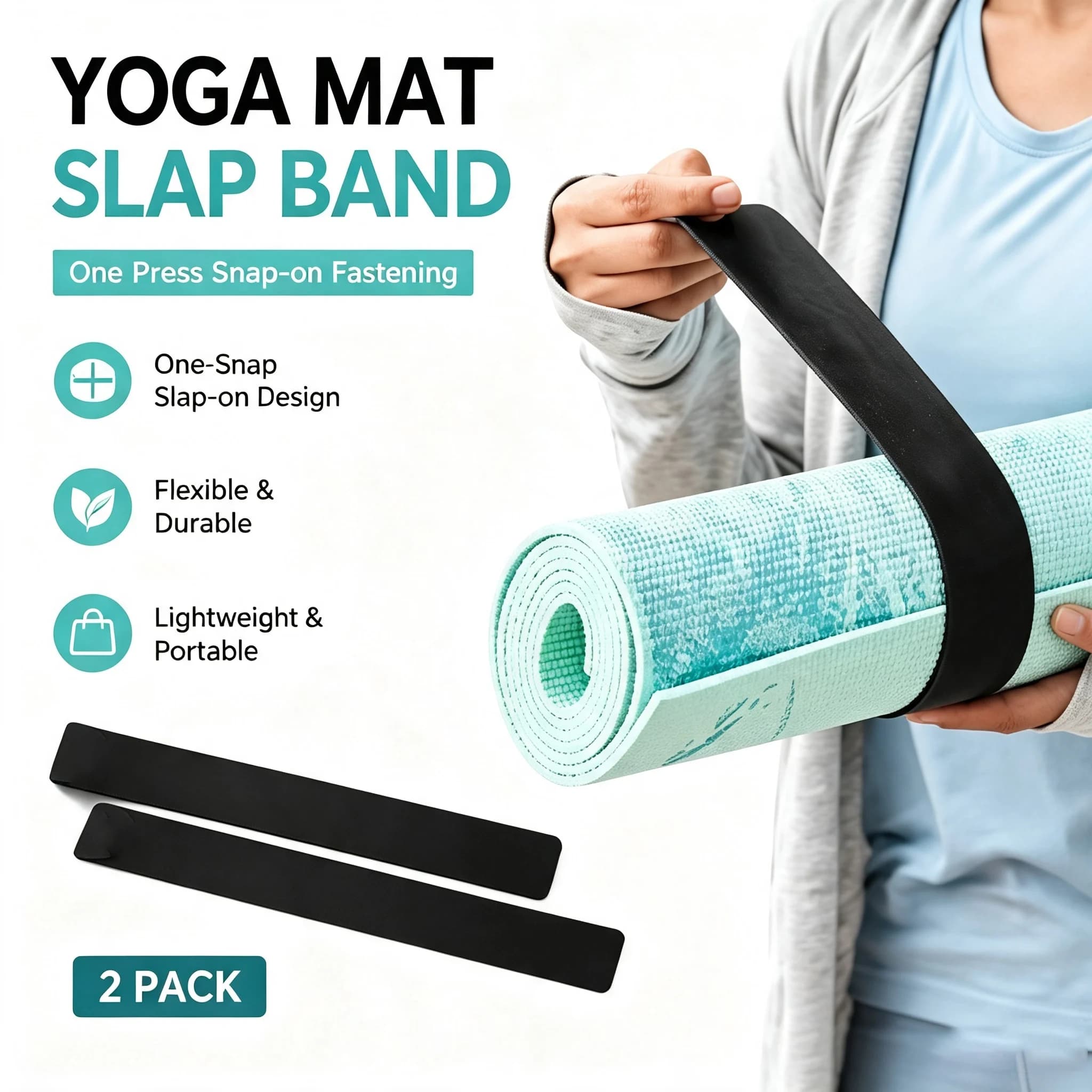Yoga Mat Slap Band One Press Snap‑on Fastening Yoga Mat Holder Portable Fitness Accessory for Travel Gym Yoga Pilates Training