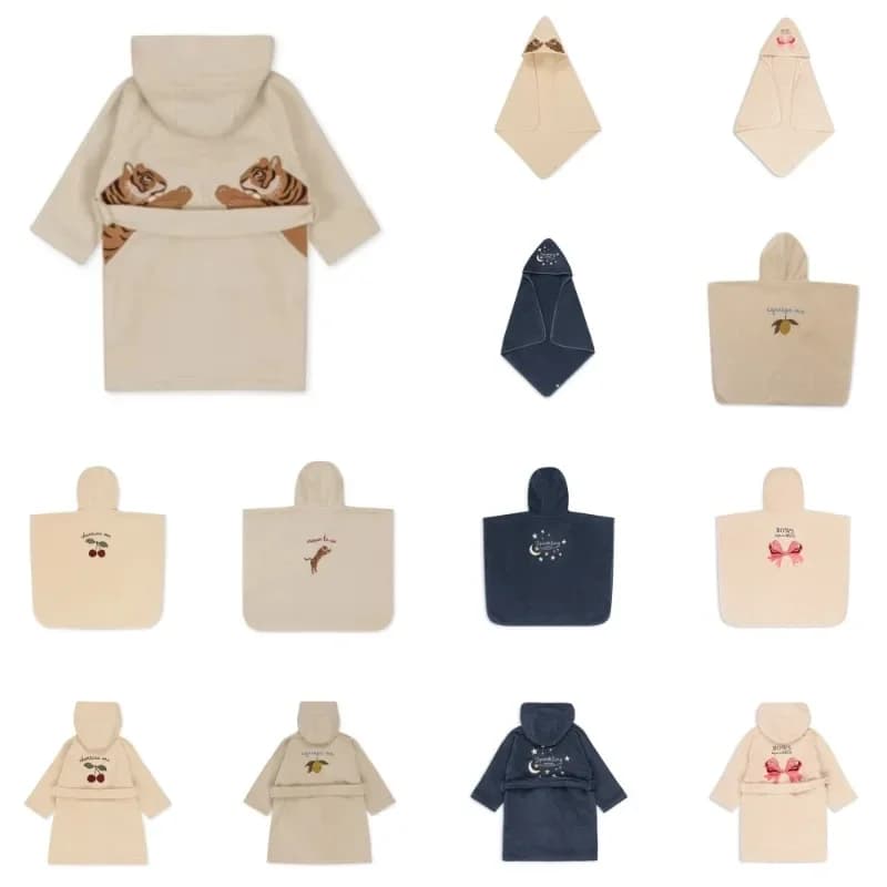 OUYANG&IVAN 25SSKS Bathroom towel Children's coat with hood baby bath towel bathrobe