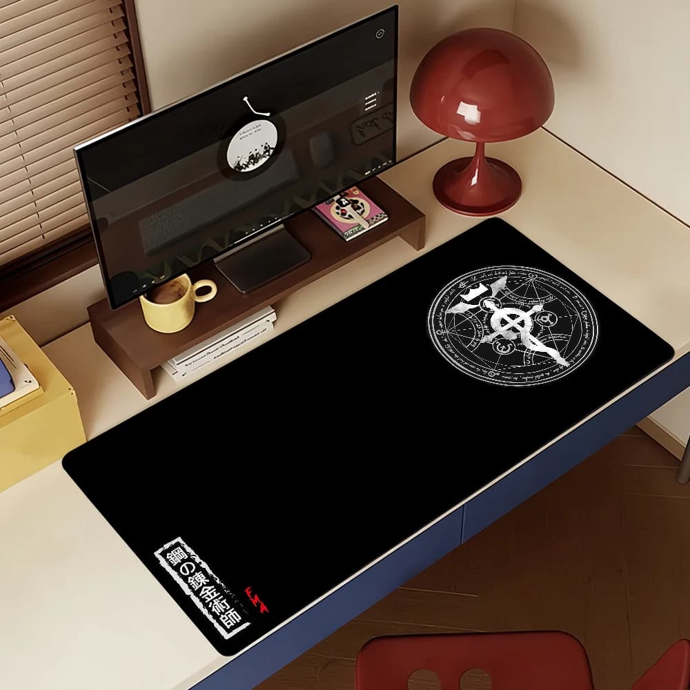 Anime Fullmetal Alchemist Mouse Pad XXL Large Gaming Desk Mat Non-Slip Laptop Keyboard Tray Office PC Black