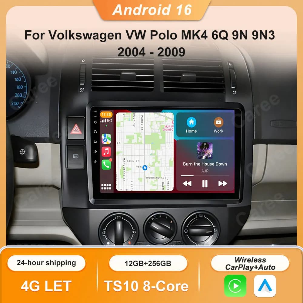 Per Volkswagen VW Polo MK4 6Q 9N 9N3 2004 - 2009 Autoradio Android Auto Lettore Video Multimediale GPS Carplay QLED Schermo Stereo