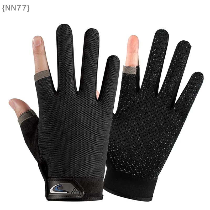 【NN77-M3】Guanti da pesca estivi per uomo e donna con due dita tagliate - Guanti da pesca touchscreen antiscivolo, resistenti al sole, traspiranti, per ciclismo e fitness