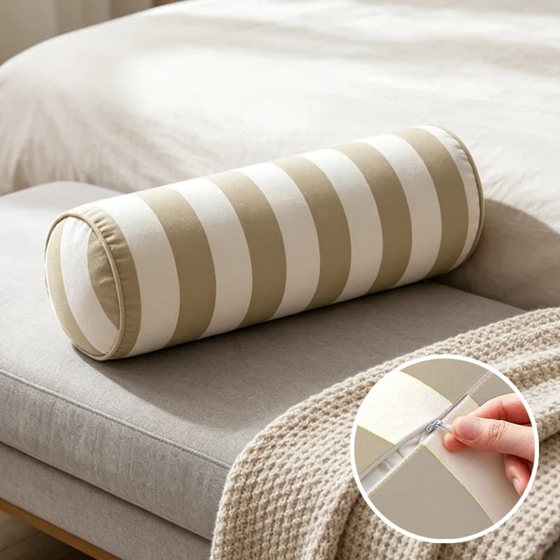 Cuscino Cilindrico Lungo a Strisce per Supporto Collo, Schiena e Lombare con Fodera Rimovibile e Lavabile per Divano, Auto, Ufficio, Viaggi e Sonno