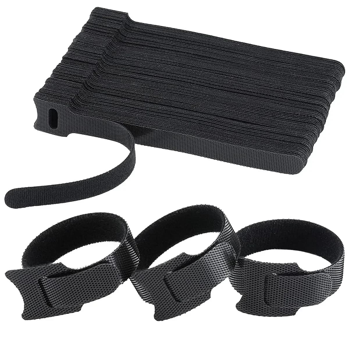 Fascette stringicavo rilasciabili in nylon nero, con chiusura a strappo, per cavi e fili, multiuso, per organizzazione e reggiatura
