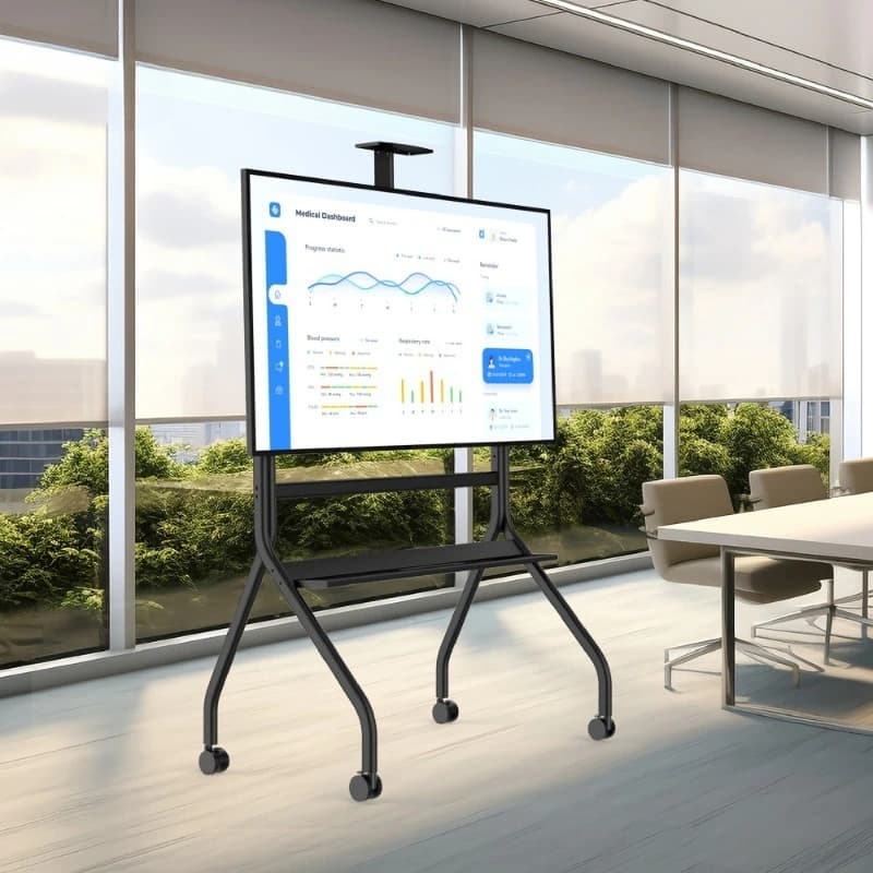 Carrello TV a spina di pesce per display aziendale intelligente, tablet per conferenze e macchina didattica