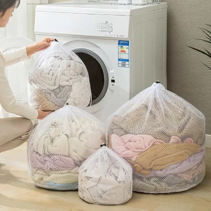 1-4 bags for mesh linen: washable travel bag in washing machine with coulisse for blouses, socks, stockings and underwear